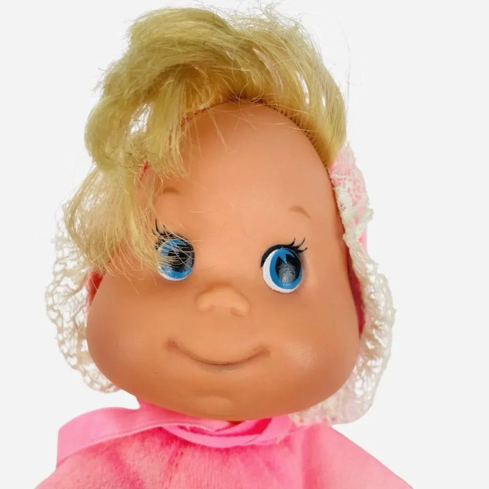 RARE Vintage 1970 Mattel Itsy Bitsy Beans Baby Doll Piffle Pink Blonde Blue Eyes